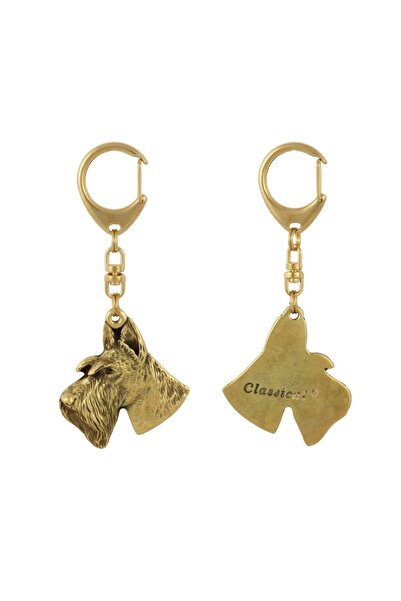 Art - Dog Scottish terrier, Aberdeen Terrier - Gilded key ring with dog, luxu...