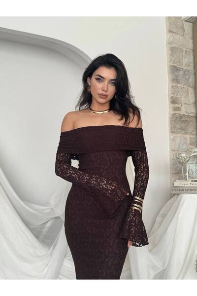 YURELİ New Arya Straplez Dantel Balık Elbise