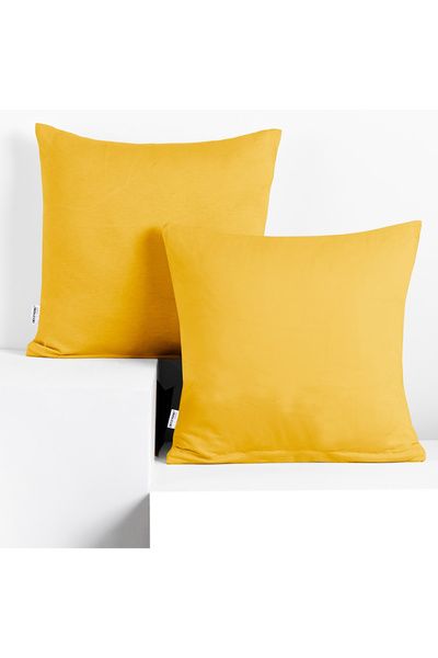 Deco King Set 2 huse perne decorative din bumbac cu fermoar, Amber, 135 g/m2,...