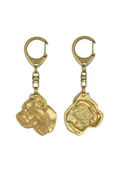 Art - Dog Cane Corso, Italian Cane Corso - Gilded key ring with dog, luxury a...