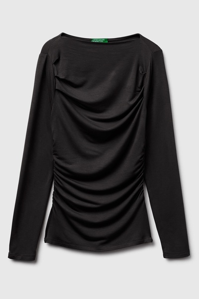 United Colors of Benetton Modal Blend Slim Fit Boat Neck Long Sleeve T-Shirt ...