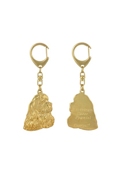 Art - Dog American Cocker Spaniel, Merry Cocker - Gilded key ring with dog, l...