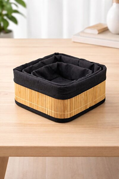 YzHome 3-Piece Square Bamboo Organizer Organizer Storage Box Basket