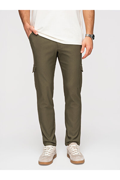 OMBRE Herrenhose Cargohose Stretch-Stoff P1515 Dunkeloliv