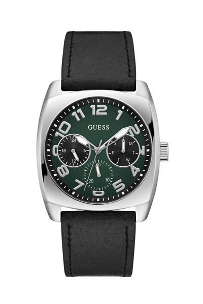 Guess Mens Black Silver Tone Multi-function Watch