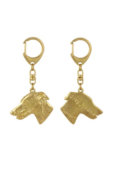 Art - Dog Greyhound, Greyhound Englez - Breloc aurit cu câine, decorațiune, a...