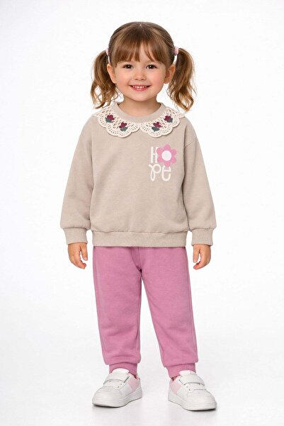 dinamik çocuk Σετ κοριτσίστικο με γιακά 2 κλωστών, επάνω και κάτω μέρος, δαντ...