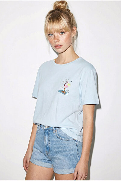 Bianco Lucci Women's 100% Cotton Handcrafted Premium Design T-Shirt with Flam...