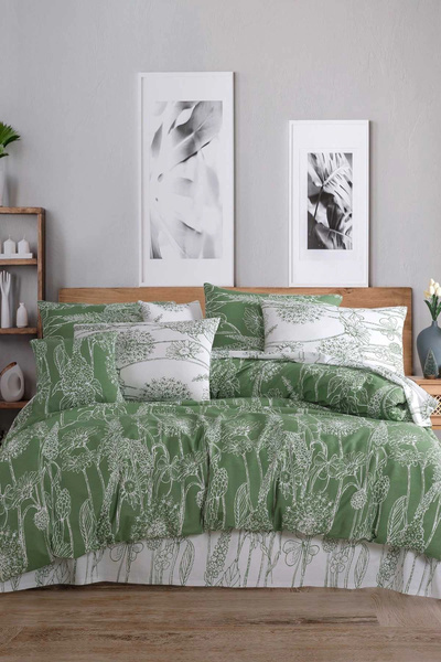 Mira Home Σετ Παπλωματοθήκη Διπλό Βαμβακερό Πράσινο Όνειρα
