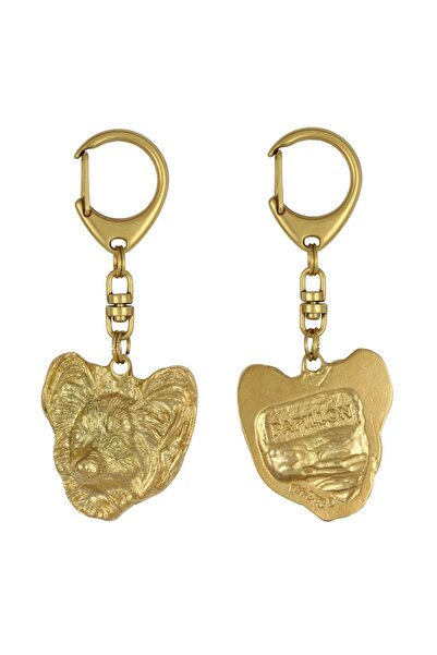 Art - Dog Papillon, Continental Toy Spaniel - Breloc aurit cu câine, accesori...