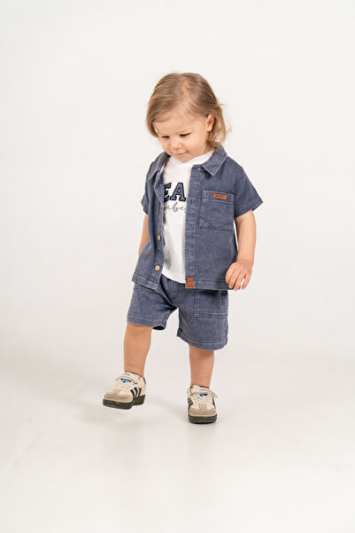 JNF kids Baby Boy Summer Denim Look Muslin Fabric 3-Piece Set