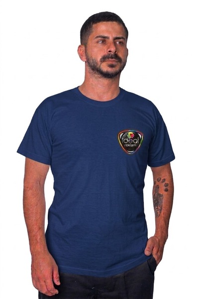 İDEAL REKLAM Company-Specific Printed Single Jersey Crew Neck T-Shirt Navy Blue