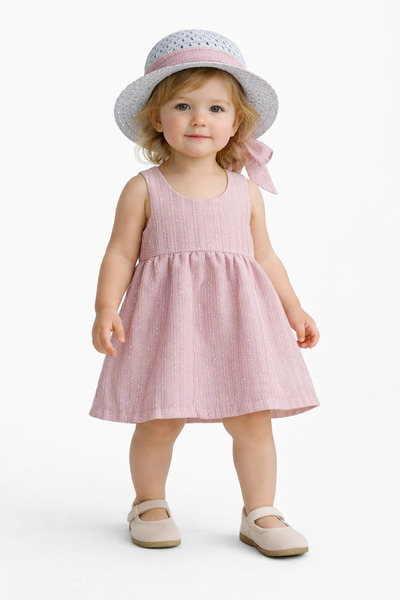 Chicsy Baby Sweet Baby Girl Style Glittery Dress with Hat and Bow Detail, Sum...