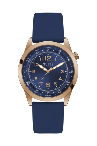 Guess ساعة يد أنالوج باللون الأزرق والذهبي الوردي