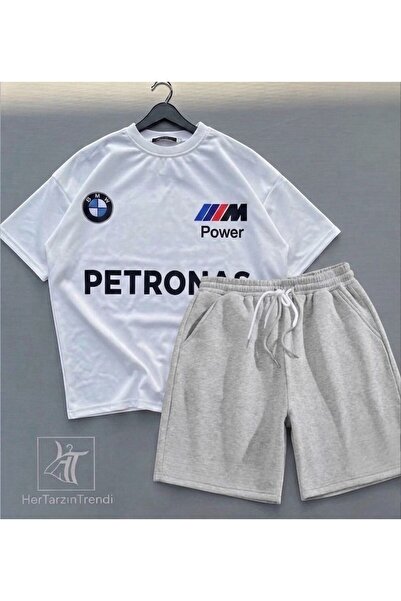 HerTarzınTrendi Noul sezon, set de 2 piese din bumbac, tricou și pantaloni sc...