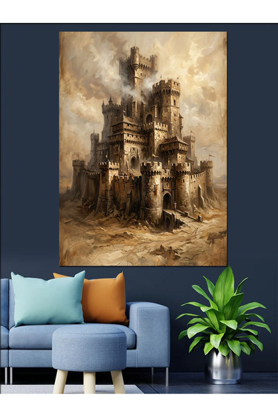 Artmeg Castel medieval misterios în mijlocul norilor - Pânză decorativă - Mas...
