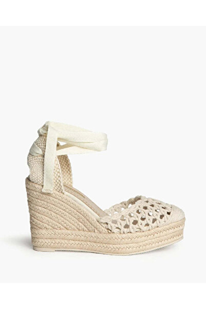 Corina حذاء إسبادريل مضفر بكعب عالٍ باللون البيج