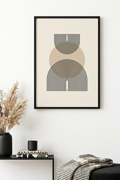 huhuli Επιτραπέζια ζωγραφιά με γεωμετρικά σχέδια σε φυσικό ξύλινο πλαίσιο - Μ...