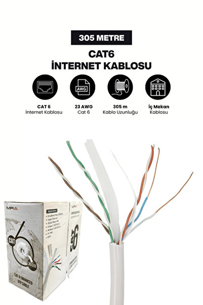 MPIA Cat6 Internet Cable 23 Awg 305 Metre Indoor High Speed Network Cable