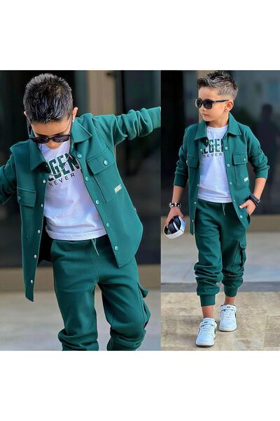 YİGİT BUTİK Set sport pentru băieți cu jachetă, 3 piese, elegant, casual