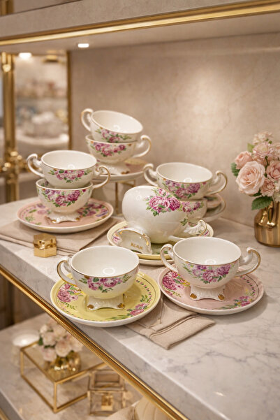 cicizuccaciye Mona 6 Kişilik Porselen Kahve Fincanı