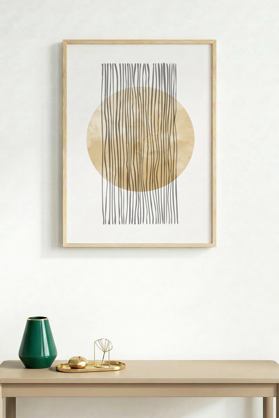 huhuli Tablou abstract cu ramă din lemn natural I Huhu1368