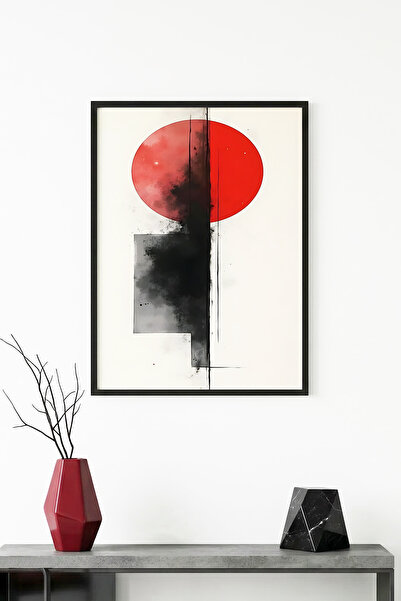 huhuli لوحة فنية بنمط هندسي تجريدي بإطار خشبي طبيعي - ألوان نابضة بالحياة |  ...