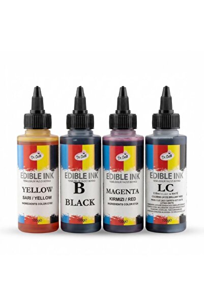 Dr. Gusto Yenilebilir Yazıcı Gıda Mürekkebi 115 ML 4’lü Set – Siyah, Sarı, Ma...