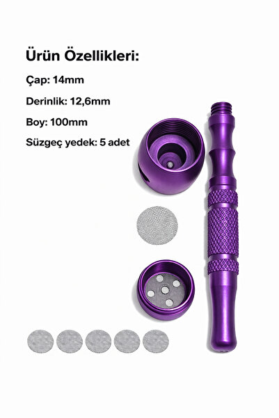 BENKO Metal Payp Çap:14mm Derinlik:12,6mm,Boy:100mm+5adet yedek süzgeç.