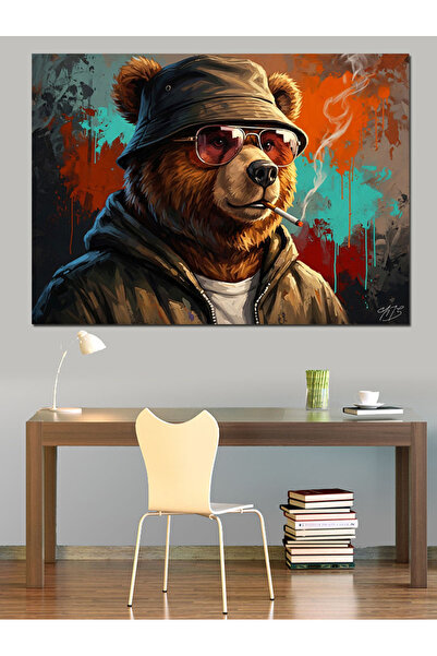 Artmeg Charismatic Bear Portrait Decorative Canvas - Mdf Wood Painting