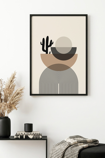 huhuli Μινιμαλιστικός γεωμετρικός πίνακας με φυσικό ξύλινο πλαίσιο - Φυσικοί ...