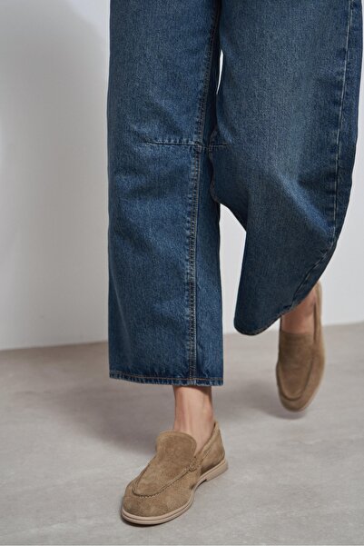 NİŞANTAŞI SHOES Balerini de damă Nada Rome, bej, din piele de căprioară auten...