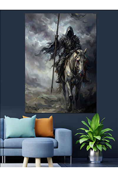 Artmeg Pânză decorativă cu un grim Reaper misterios călărind pe un cal - Tabl...