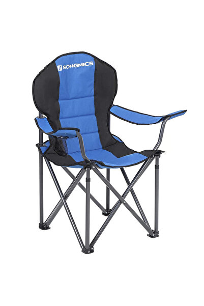 SONGMICS Scaun de camping pliabil cu șezut căptușit, suport pentru băuturi, 9...