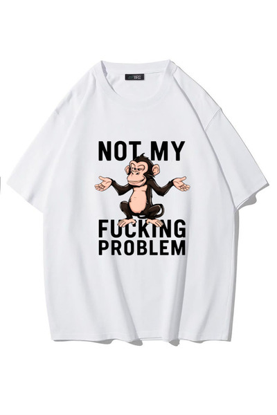 BRZ COLLECTION Tricou Unisex Supradimensionat Nu-mi este problema (ALB)