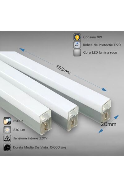 Luxera Lighting CORP LED T5 INTERCONECTABIL 8W/830LM/6500K IP20 568X20MM