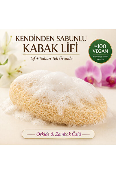 Lavandula Orkide-Zambak / Premium / Kendinden Sabunlu Doğal Kabak lifi