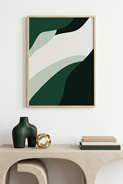 huhuli Τραπέζι με μίνιμαλ σχέδιο με φυσικό ξύλινο πλαίσιο - Πράσινο-Λευκό |  ...