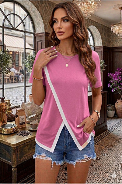 Modayakamoz New Season Women's Short Sleeve Crew Neck Viscose Blouse