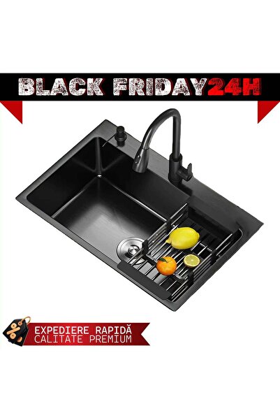 Generic Set chiuvetă și baterie cu gât de lebădă pentru bucătărie, multifuncț...