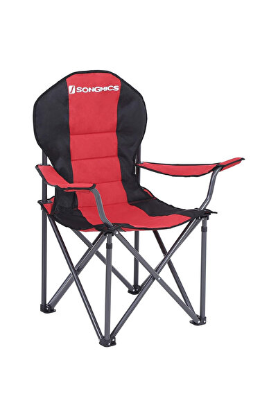SONGMICS Scaun de camping pliabil cu șezut căptușit, suport pentru băuturi, 9...