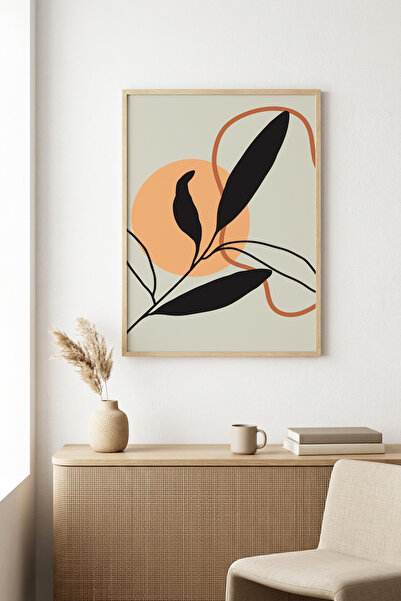 huhuli Τραπέζι με μίνιμαλ σχέδιο φύλλων με φυσικό ξύλινο πλαίσιο - Ζωντανοί τ...