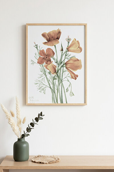 huhuli Tablou cu model floral înrămat în lemn natural - Tonuri pastelate |   ...