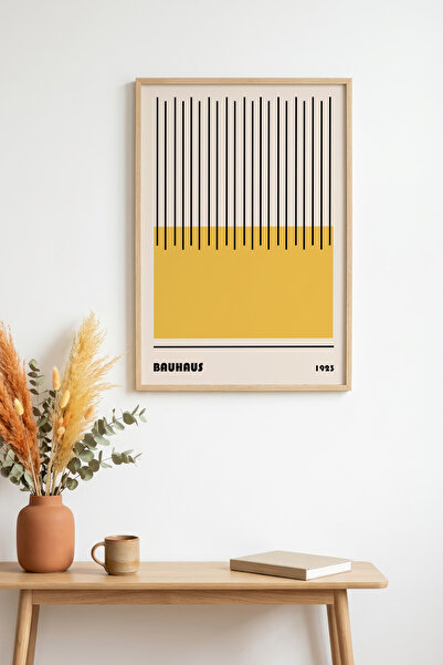 huhuli Natural Wood Framed Geometric Patterned Painting - Yellow-Black |   Hu...