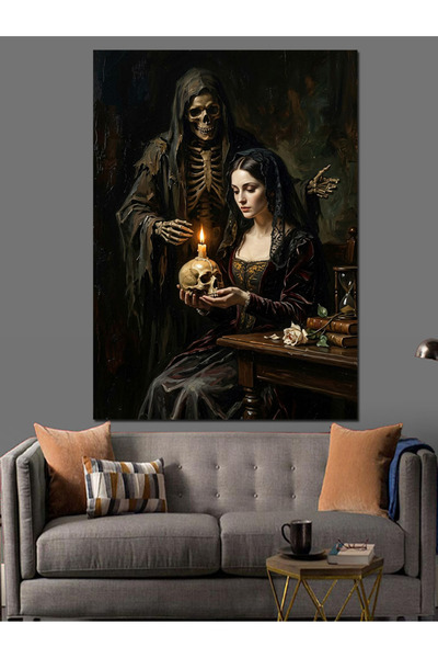 Artmeg Azrael și Femeia la Lumina Lumânărilor - Pânză Decorativă - Tablou din...