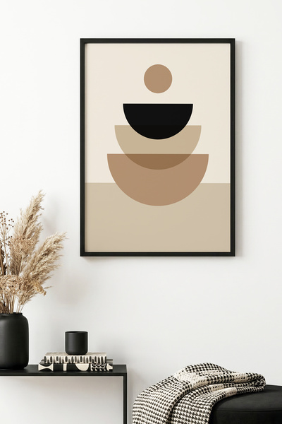 huhuli Επιτραπέζια ζωγραφιά με γεωμετρικά σχέδια σε φυσικό ξύλινο πλαίσιο - Μ...