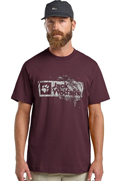 Jack Wolfskin Brand T M Erkek Wood Amaranth T-shırt A64116-t0370