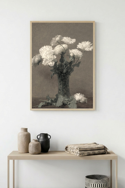 huhuli Tablou cu model floral înrămat în lemn natural - Minimalist |   huhu1164