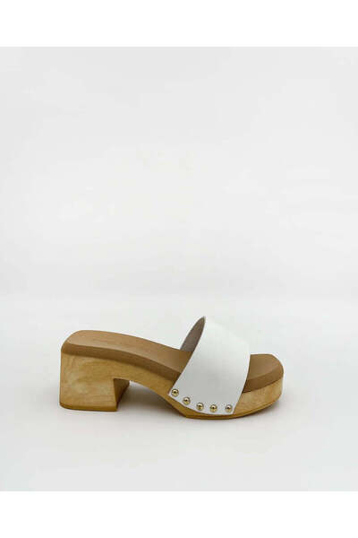MADE İN ITALY WOODEN MULE IN WHITE