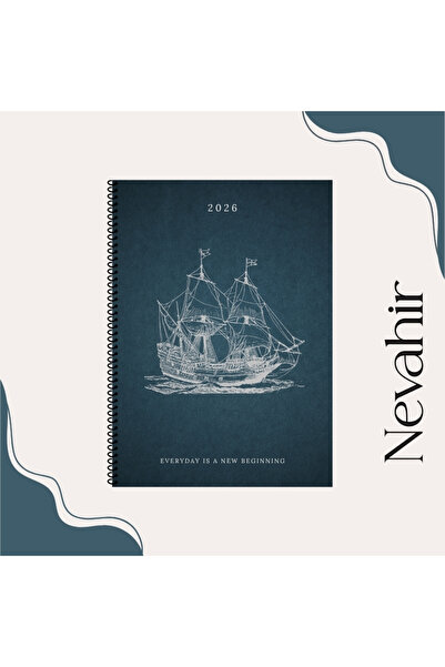 Nevahir Günlük Planlayıcı Defter 2026 A5 100 gr Kalın Kağıt Helezon Planner O...